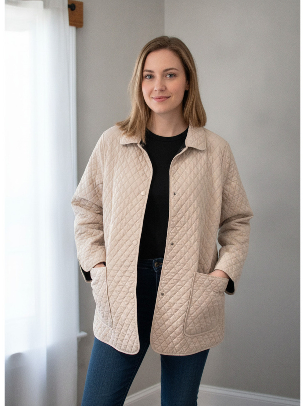 Mulberry Street Women's Quilted Beige Jacket Medium